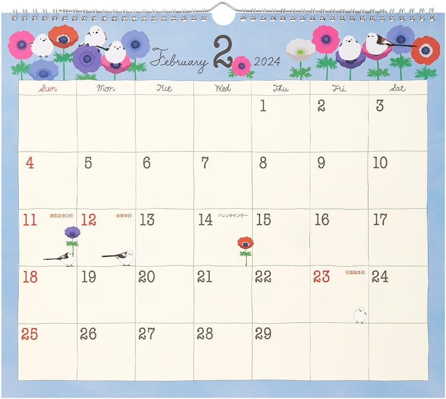 Midori 31287006 2024 Wall Calendar, Large, Country Time Floral Pattern (Tri-print)