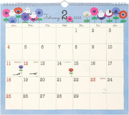 Midori 31287006 2024 Wall Calendar, Large, Country Time Floral Pattern (Tri-print)
