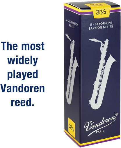 Vandoren SR2435 Bari Sax Traditional Reeds Strength 3.5; Box of 5