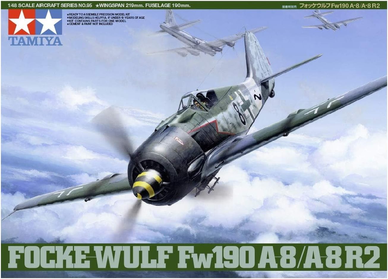 Tamiya 61095 1/48 Focke-Wulf FW190 A-8/A-8 R2 Plastic Model Airplane Kit