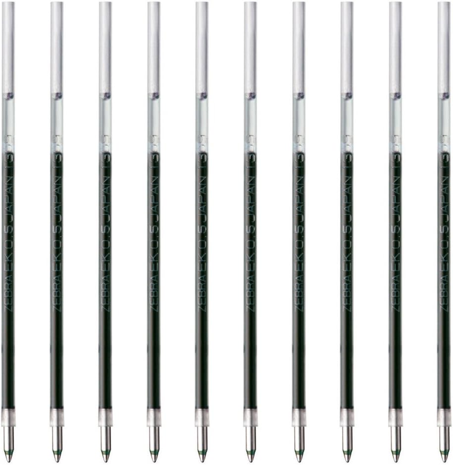 ZEBRA B-REK5-G Ballpoint Pen Refill, Multi-Color, Multi-Functional, EK-0.5 Lead, Green, 10 Pens