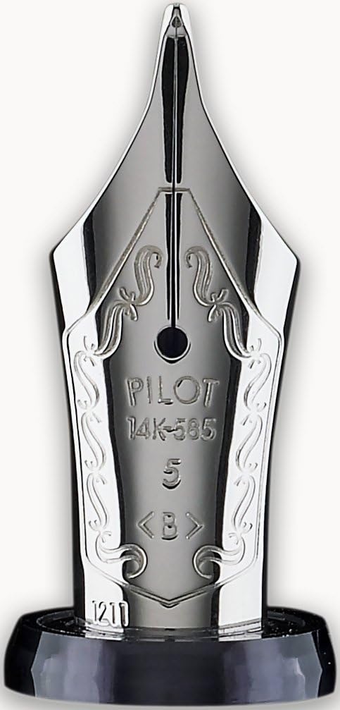 PILOT Custom 74 Fountain Pen, Clear Barrel, Broad Nib (60655) close up nib