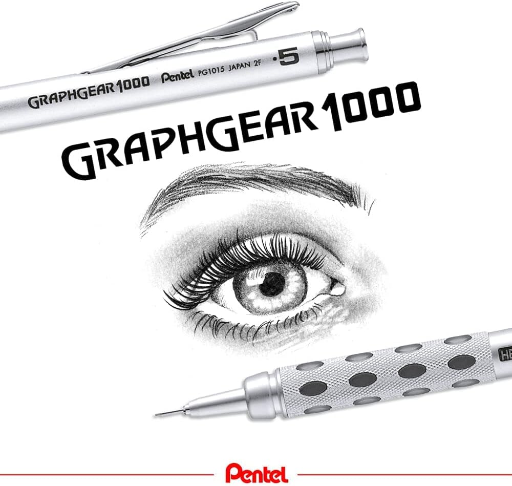 Pentel Packaged Graph Gear 1000 Automatic Drafting Pencil, 0.5mm, Grey Accents, 1 Pencil (XPG1015)