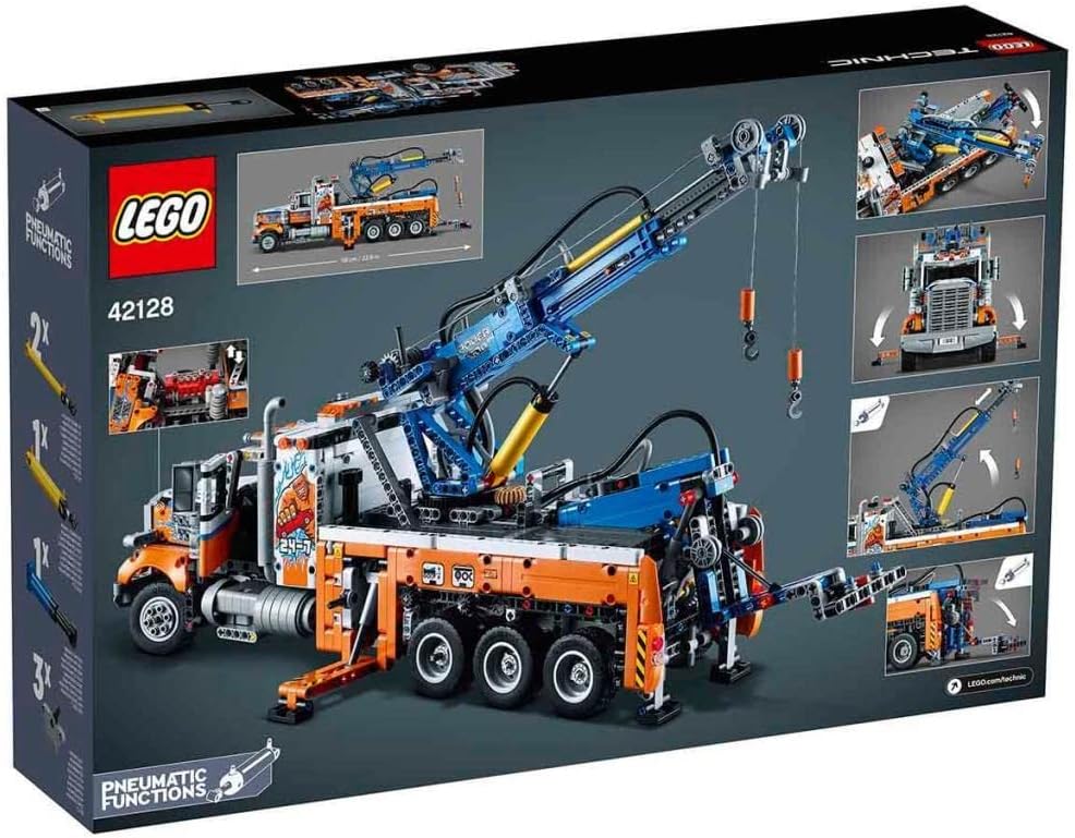 LEGO 42128 Technic Heavy-Duty Tow Truck with Crane Toy for Boys & Girls with Mechanical Functions, Model Building Set, Engineering for Kids Series