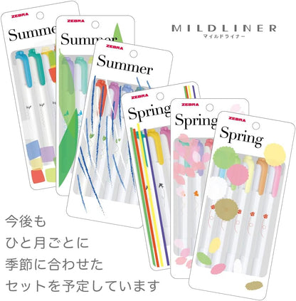 ZEBRA Mildliner WKT5-5C-3A Highlighter, 5 Color Set, Ladybug A