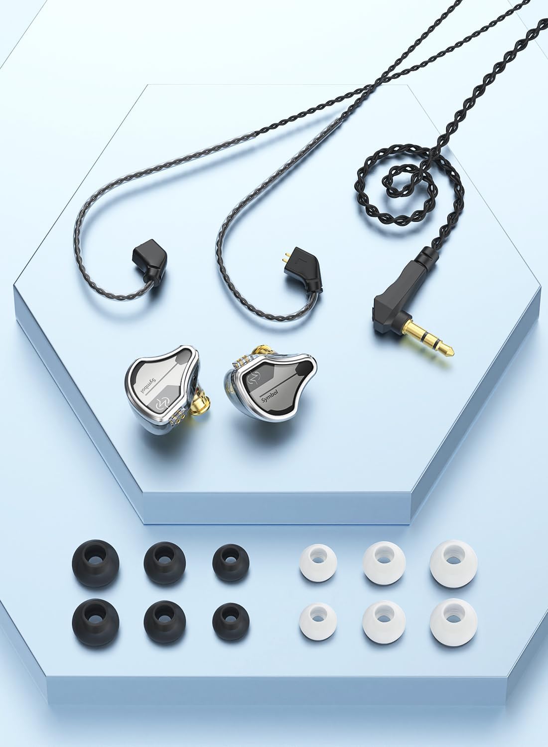 In Ear Monitor Wired Headphone, CCZ BC02 Dynamic Driver Bass Wired Headphone, Professional Hifi Earphone,Stereo Sound IEM Earbuds Earphone,CCZ In Ear Monitor for System (Silver Black, with MIC)???