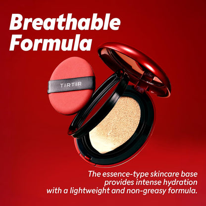 TIRTIR Mask Fit Red Cushion Foundation | Full coverage, Weightless, Skin fit, Satin Glow Finish, Korean Makeup Cushion Foundation (#15C Fair Porcelain, 0.63 Fl Oz)