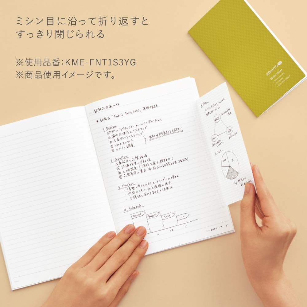 Kokuyo KME-FNT1S3YG Sticky Notes, Notebook, 25 Sheets, 0.1 inch (3 mm) Grid, Green