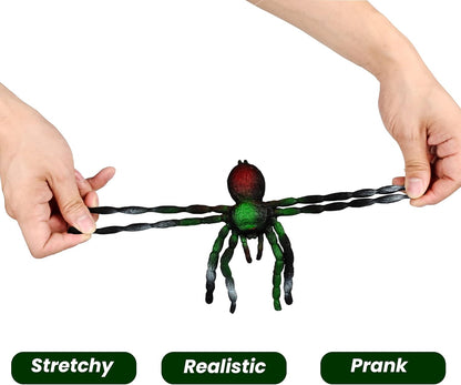 BOHS Rubber Jiggly Spider - Stretch & Squeeze - Realistic Big Soft Stretchy - Halloween Squishy Toy - Prank Bugs