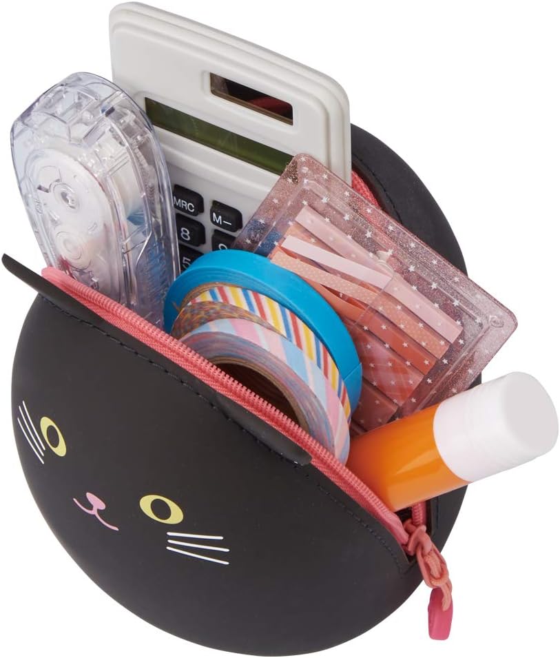 LIHITLAB PuniLabo Zipper Pouch, Egg-Shaped, 3.8" x 4.7", Calico Cat (A7783-7), Large: 1.3 x 4.7 x 3.8 inches