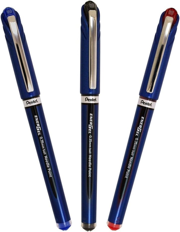 Pentel Energel Euro Ballpoint Pen, 0.35mm Needle Tip, Blue Ink (BLN23-C)