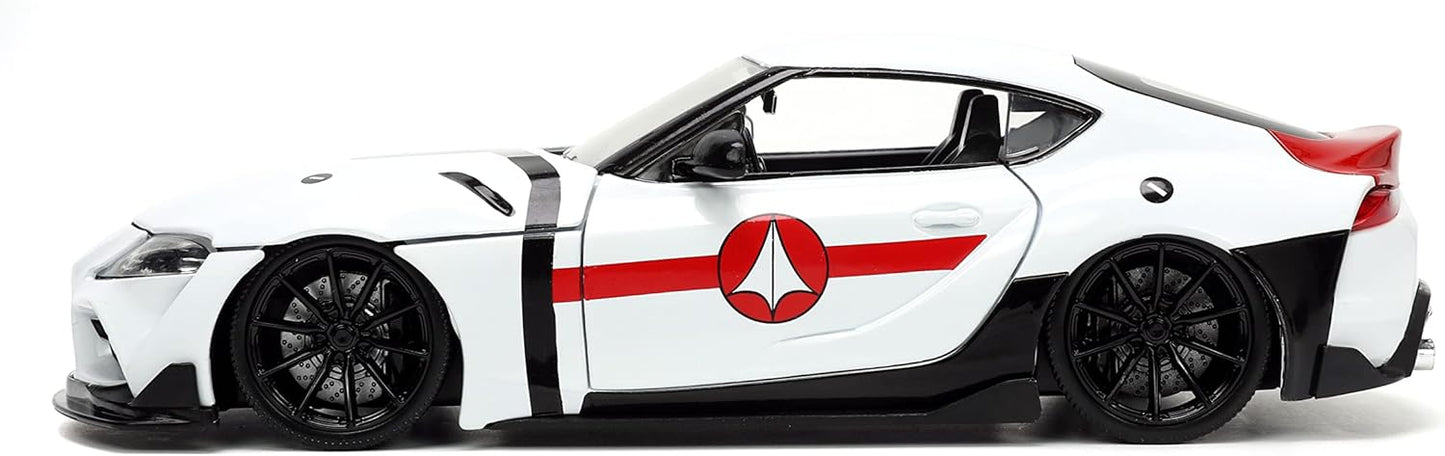 Robotech 1:24 2020 Toyota Supra Die-cast Car & 2.75" Rick Hunter Figure, Toys for Kids and Adults