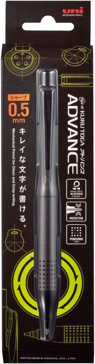 0.5 Mechanical Pencil for Students Mitsubishi Kurutoga Advance Gun Metallic Smudge-Free Writing Original Japan