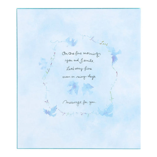 Midori 33147006 Colored Paper, Bi-Fold, Colored Paper, Floral Pattern, Blue