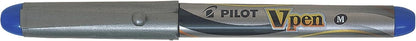 PILOT VPen Disposable Fountain Pen Silver Barrel 0.58 mm Tip - Blue, Box of 12