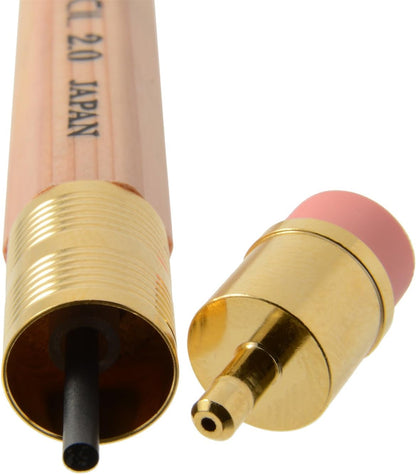 OHTO Mechanical Pencil Wood Sharp with Eraser 2.0, 2.0mm, Natural Wood Color Body (APS-680E-Natural)