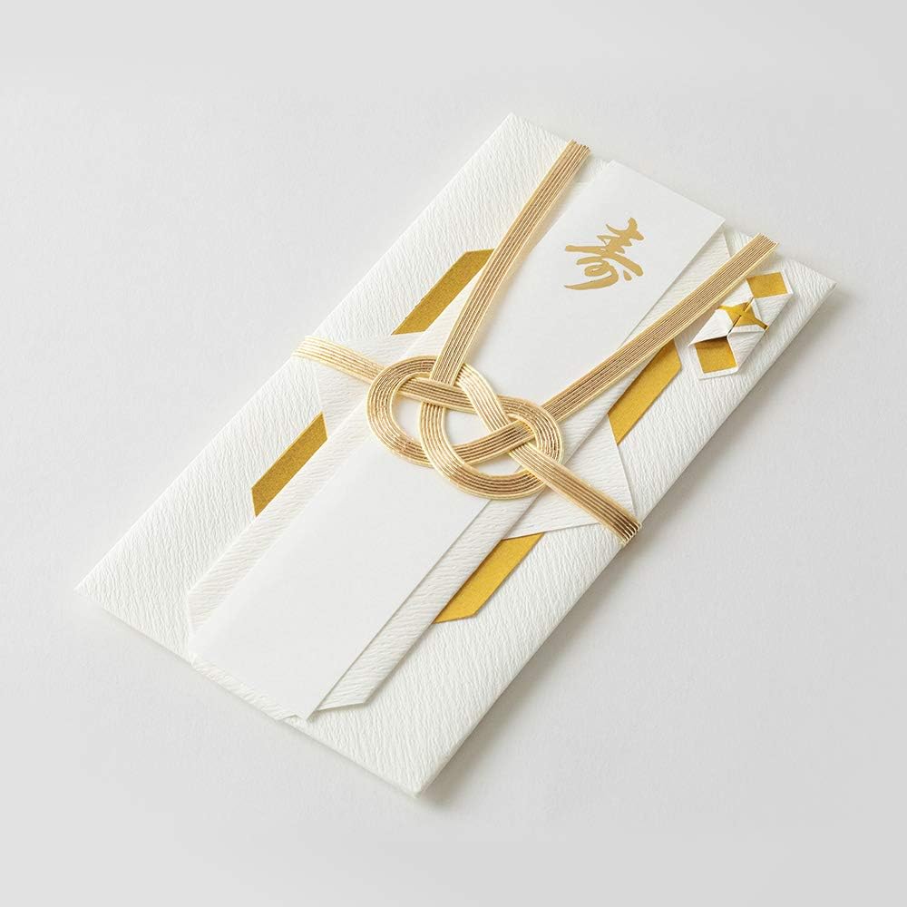 Midori 25492006 Congratulatory Bag, Gold Seal 492, Wedding Gift, Foldable, Rhombus Pattern, Gold