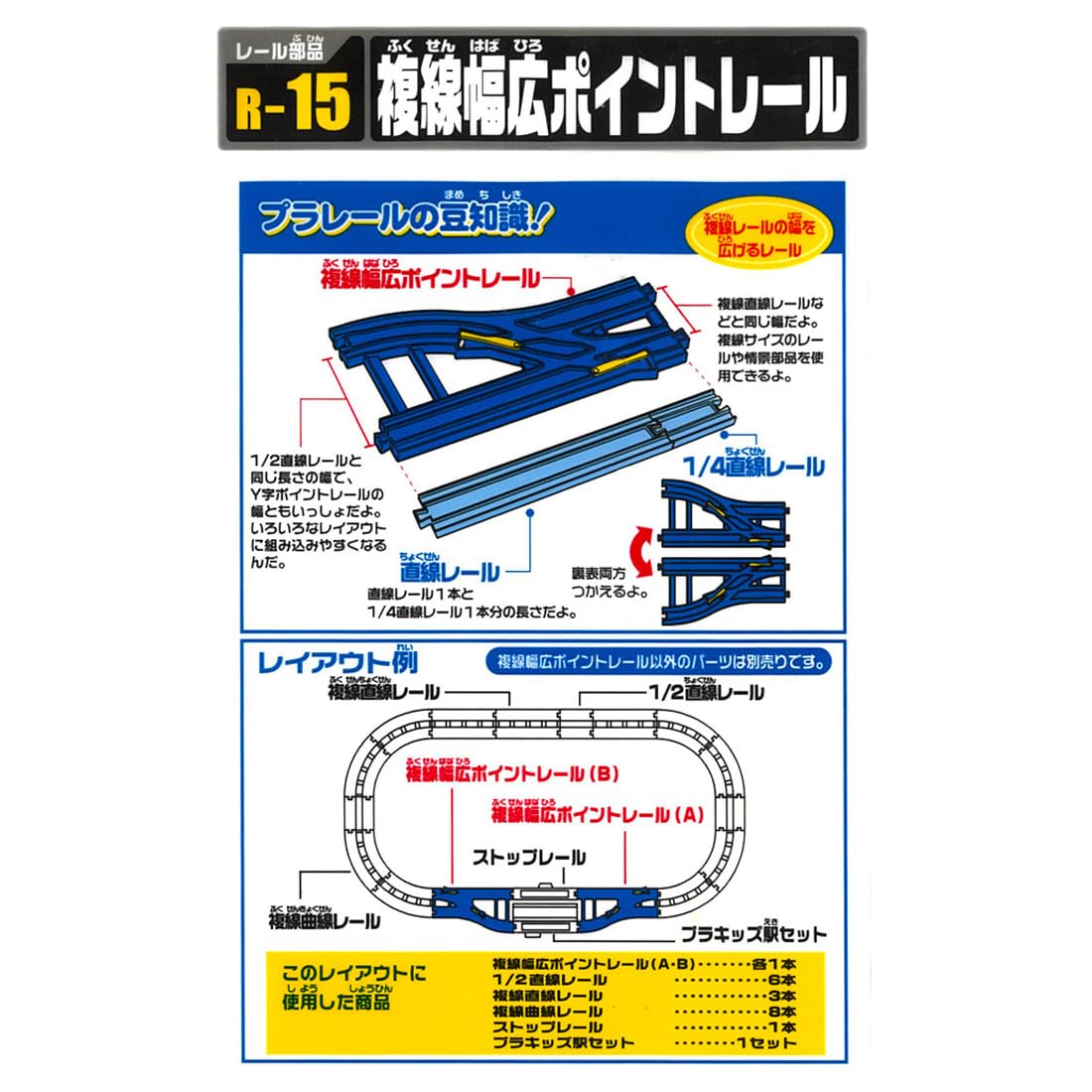 Takara Tomy (Plarail) Double Track Wide Gauge Point Rail R-15