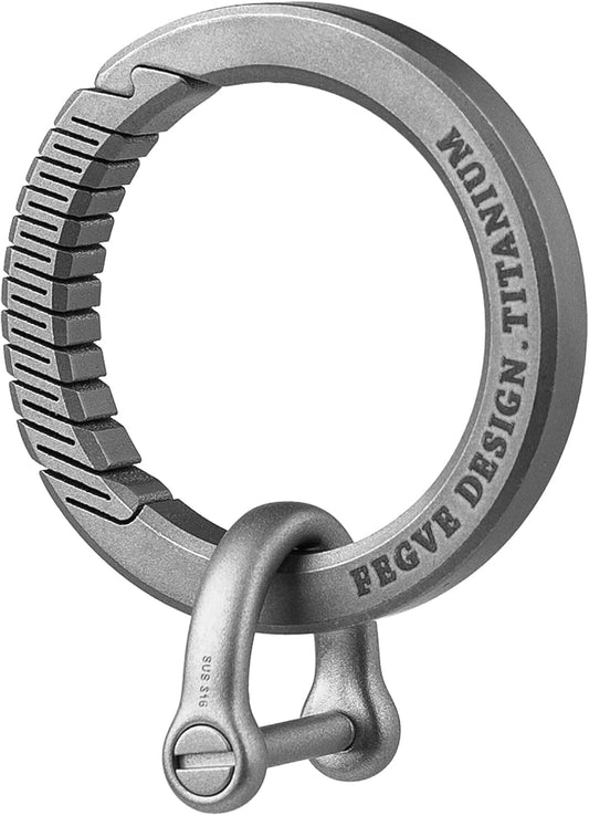 TISUR Titanium Carabiner Keychain Clip,D Key Rings for Keychains,Quick Release Keychain,Key Chain Clip for Men Women (Gray-Round)