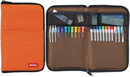 LIHIT LAB Slim Pen/Pencil Pouch, Wide, 0.7 ?� 5.5 ?� 8.5 Inches, Orange (A7653-4)