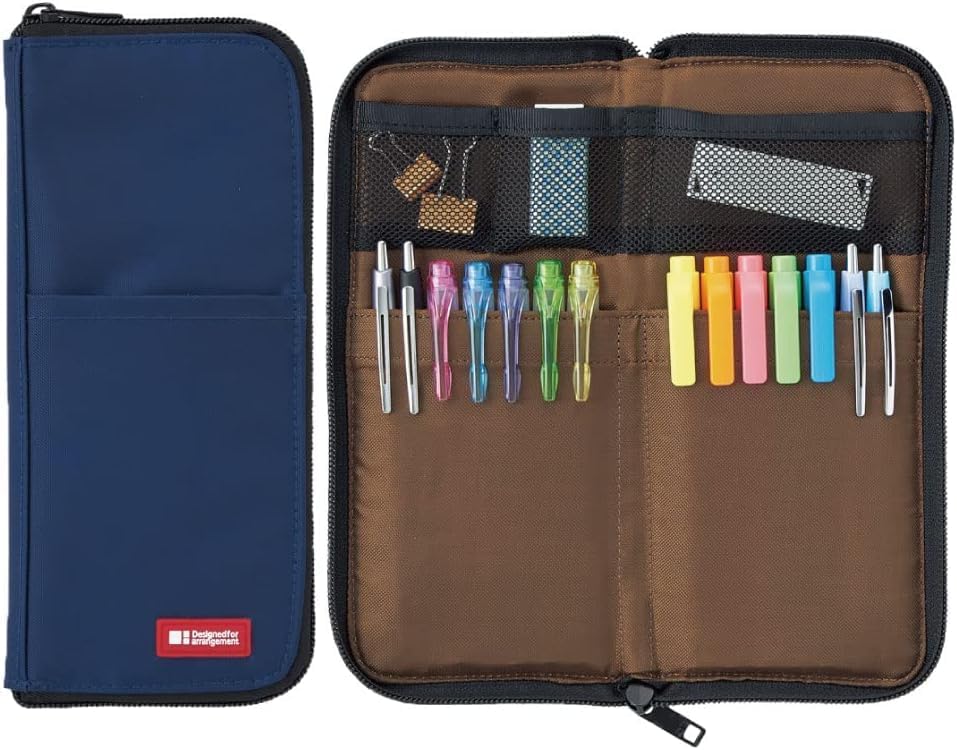LIHITLAB LAB Slim Pen/Pencil Pouch, 0.7 ?� 3.9 ?� 8.5 Inches, Indigo (A7652-11)