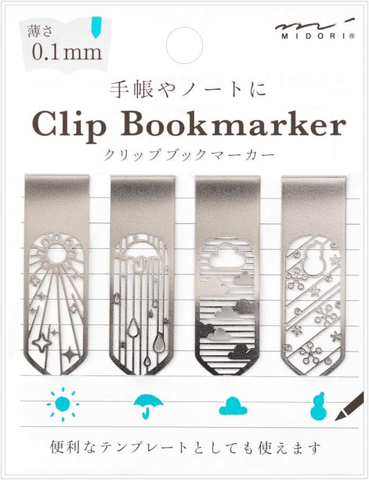 Designphil Weather Pattern Bookmarker Clip, 4 Pack, Stainless Steel