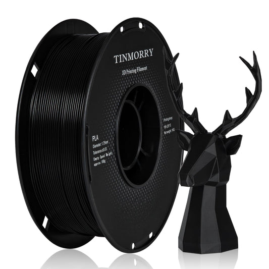 PLA 3D Printer Filament, TINMORRY PLA Filament 1.75 mm, 3D Printing Filament with Dimensional Accuracy +/- 0.03 mm, 1 kg Spool, Black