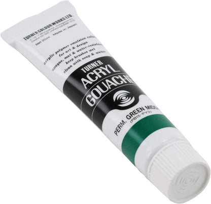 Turner Colour Works Acryl Gouache Artist Acrylic Paint - Single 20 ml Tube - Permanent Green Middle