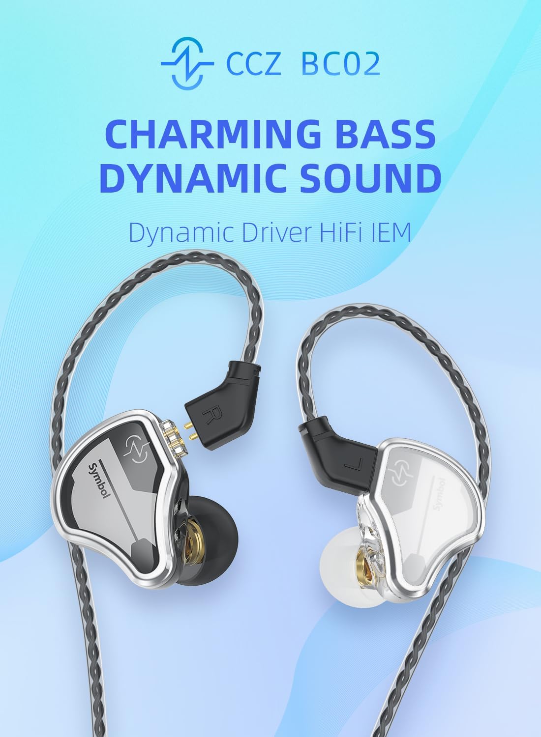 In Ear Monitor Wired Headphone, CCZ BC02 Dynamic Driver Bass Wired Headphone, Professional Hifi Earphone,Stereo Sound IEM Earbuds Earphone,CCZ In Ear Monitor for System (Silver Black, with MIC)???