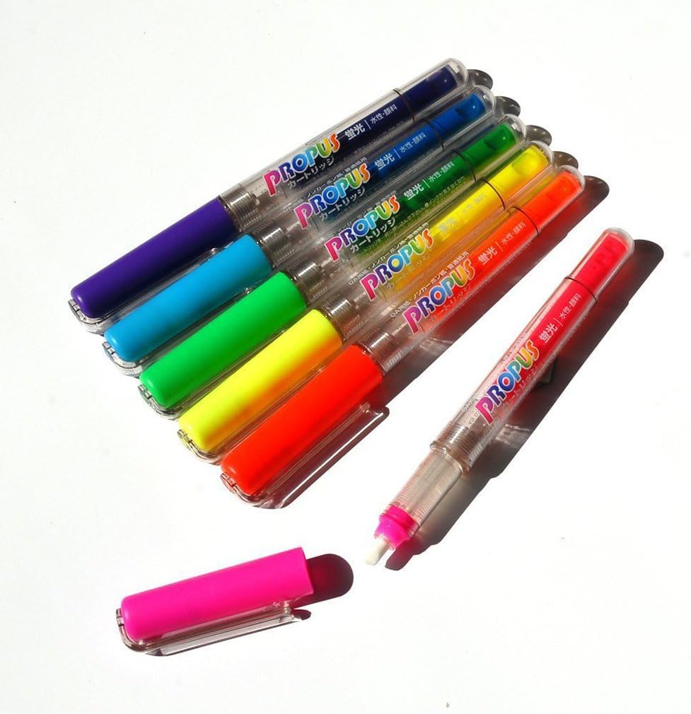 Mitsubishi Propus Highlighter Set – Cartridge Type, 6 Colors (PUS1556C)
