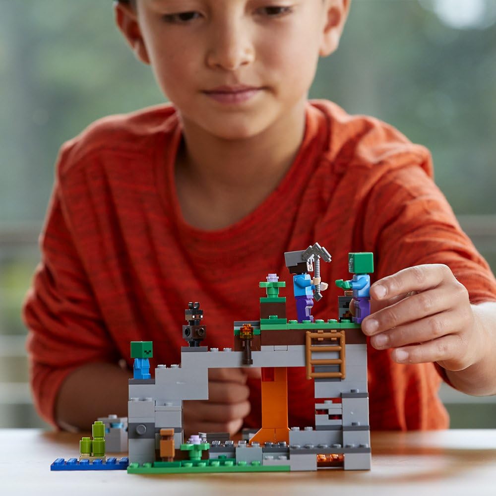 LEGO Minecraft The Zombie Cave 21141 Building Kit with Popular Minecraft Characters Steve and Zombie Figure, separate TNT Toy, Coal and more for Creative Play for 84 months to 168 months (241 Pieces)