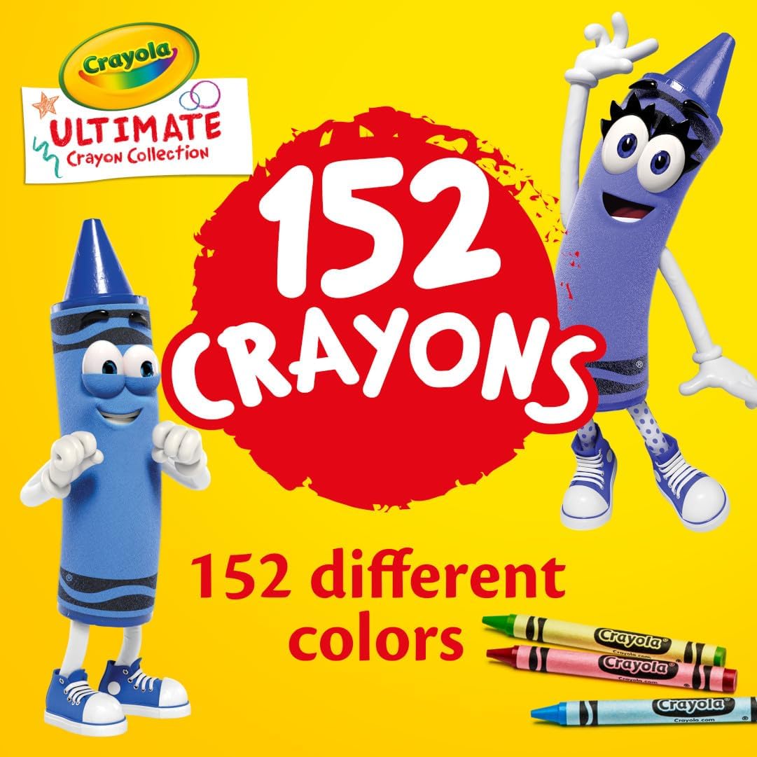 Crayola Ultimate Crayon Box Collection (152ct), Bulk Kids Crayon Caddy, Classic & Glitter Colors, Coloring Book Supplies, Gift for Kids