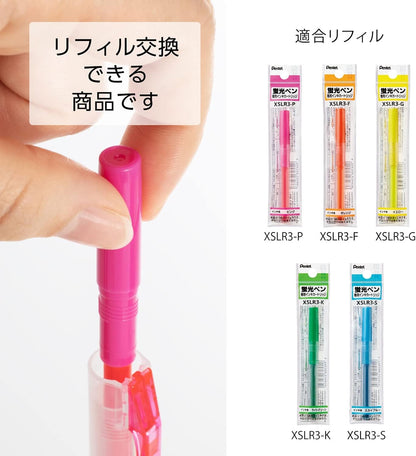 Pentel Knock Highlighter, Handy Line, 5 Color Set (SXNS15-5)