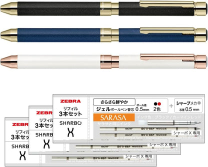 ZEBRA SB36-3CA-AZ Sharbo X SL6 Multi-Functional Pen, Set of 3, A Refill Included