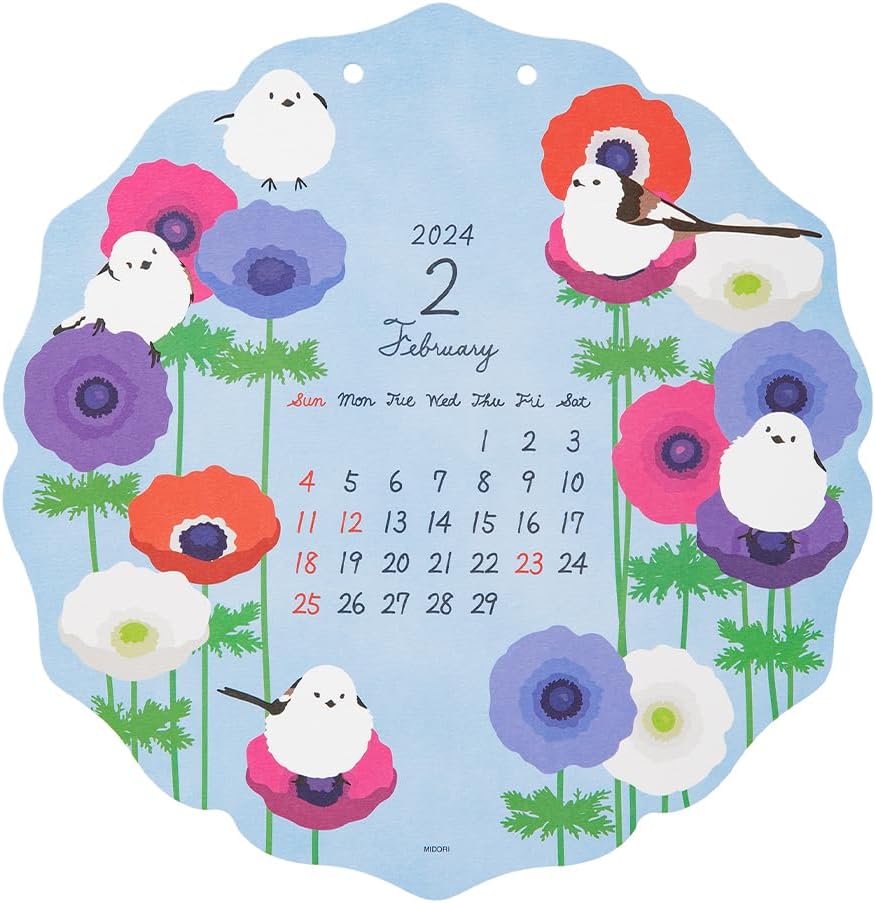 Midori 31283006 2024 Calendar Wall Hanging Die-Cut Tri Pattern
