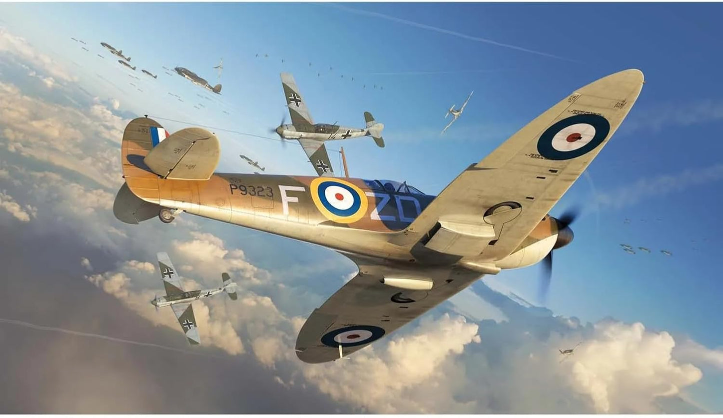 Airfix Model Airplane Kit Gift Set - A05126A Supermarine Spitfire Mk.Ia, Plastic Plane Model Kits for Adults & Kids 8+, Skill Level 3, 1:48 Scale WW2 Military Aircraft Models Gifts