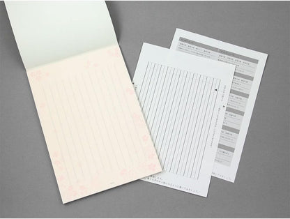 Midori 20517006 Stationery for Writing Beautiful Letters, Narrow Ruled, Floral Pattern