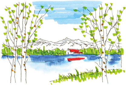 Kuretake ZIG FUDEBIYORI Brush Pens 12 colors set, AP-Certified, Odourless, Xylene free, Flexible Hard brush tip, Effective for both details and larger spaces, Professional quality, Made in Japan