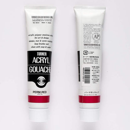 Turner Colour Works Acryl Gouache Artist Acrylic Paint - Single 100 ml Tube - Permanent Red