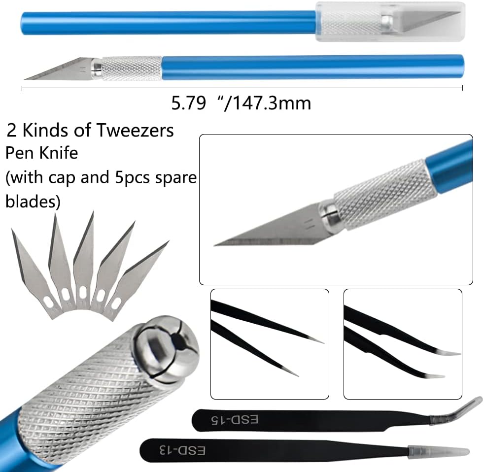 WMYCONGCONG 17 PCS Model Tool Kits Model Basic Tools Hobby Building Craft Set for Gundam Basic Model Building Repairing and Fixing