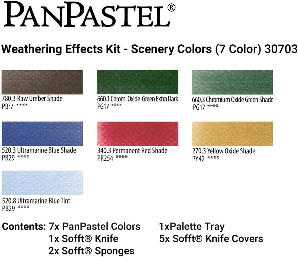 PanPastel Artist Pastels by GOLDEN, Scenery Set, 7 Color, Professional Artist Pastels, Unique Pan Format (cake-like)
