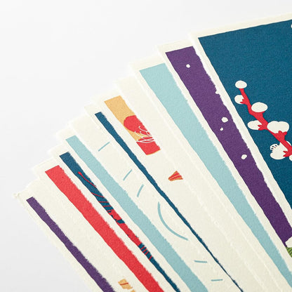 Midori 3130006 2024 Calendar, Wall Hanging, L, Echizen Washi Paper, Traditional Pattern (L (Stalk))