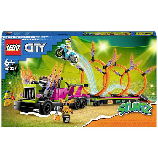Lego City 60357 Trailer Truck and Fire Ring Challenge, Toy Blocks, Present, Vehicle, Glue, Boys, Girls, Ages 6 and Up