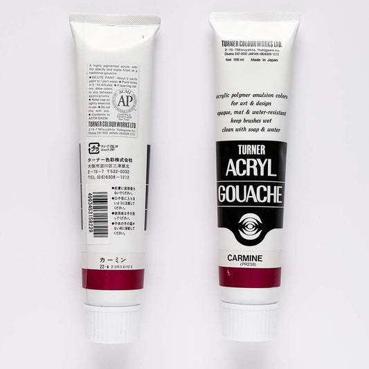 Turner Colour Works Acryl Gouache Artist Acrylic Paint - Single 100 ml Tube - Carmine