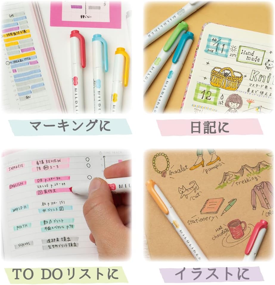 ZEBRA Highlighter Mildliner, 5 Bright Color Set (WKT7-5C-HC)
