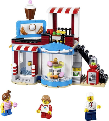 LEGO 31077 Creator 3in1 Modular Sweet Surprises Pool House and Food Corner Cafe Model Building Set, Toys for Kids 8-12 Years Old