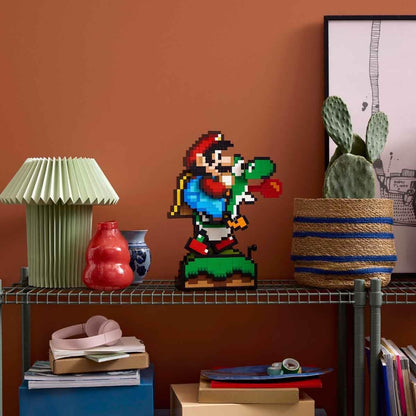 LEGO Super Mario Super Mario World: Mario & Yoshi Nintendo Collectible Set, Pixeled Figures, Gift for Adult Fans, Playful Display Model, Fun Room Decor 71438