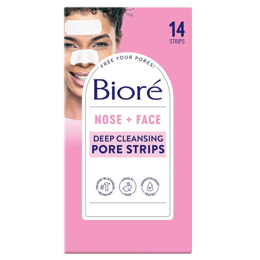 Bior? Nose+Face Blackhead Remover Strips, Deep Cleansing Strips for Nose, Chin, or Forehead, Instant Blackhead Removal and Pore Unclogging, Oil-free, Non-Comedogenic Use, 14 Count