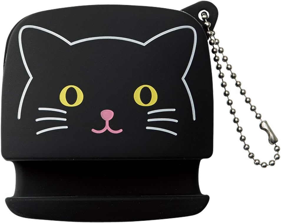 LIHIT LAB PuniLabo Cell Phone Stand w/ Earphone Holder, 3.1" ?�" 1.2", Black Cat (A7713-3)
