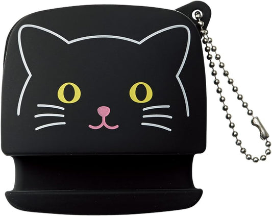 LIHIT LAB PuniLabo Cell Phone Stand w/ Earphone Holder, 3.1" ?�" 1.2", Black Cat (A7713-3)